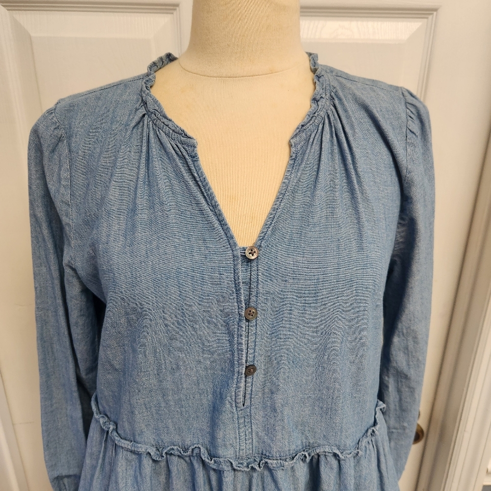 J. Crew Blue Long Sleeve Dress - Picture 4 of 14